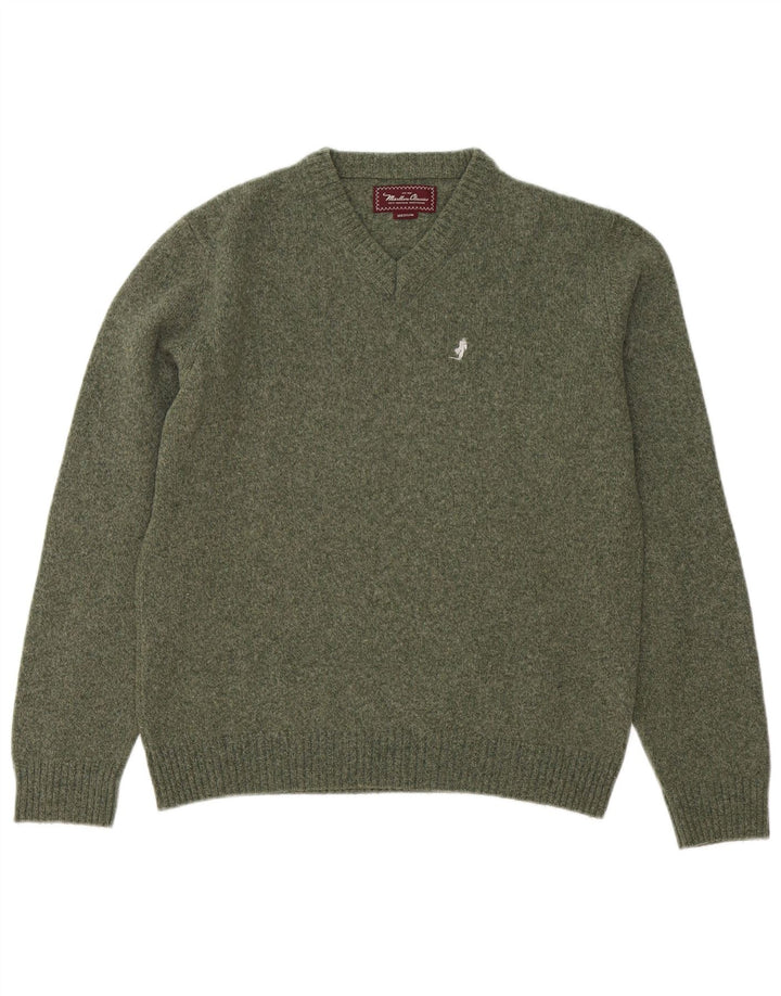MARLBORO CLASSICS Mens V-Neck Jumper Sweater Medium Green
