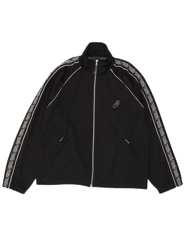 Asics Mens Graphic Tracksuit Top Jacket Medium Black Colourblock Polyester