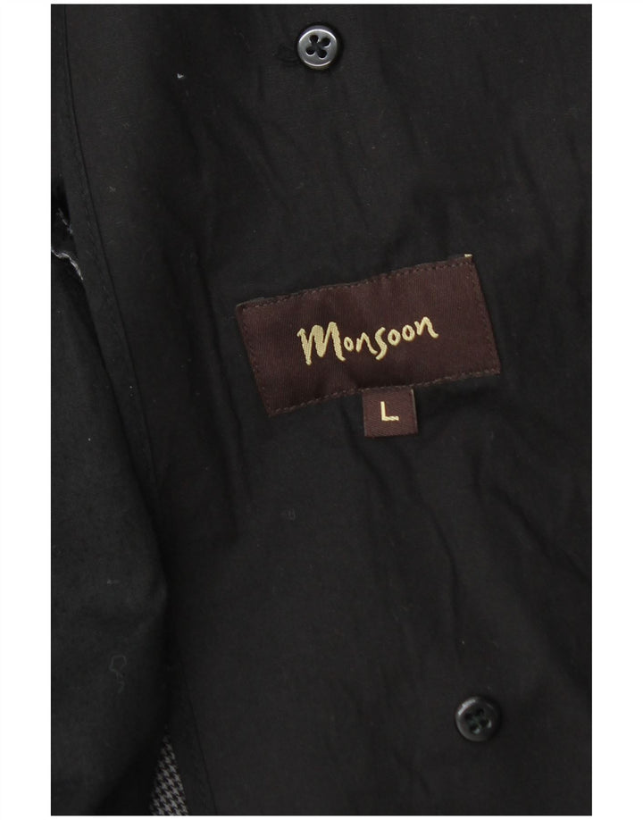 Monsoon Mens Pea Coat UK 40 Large Black Cotton