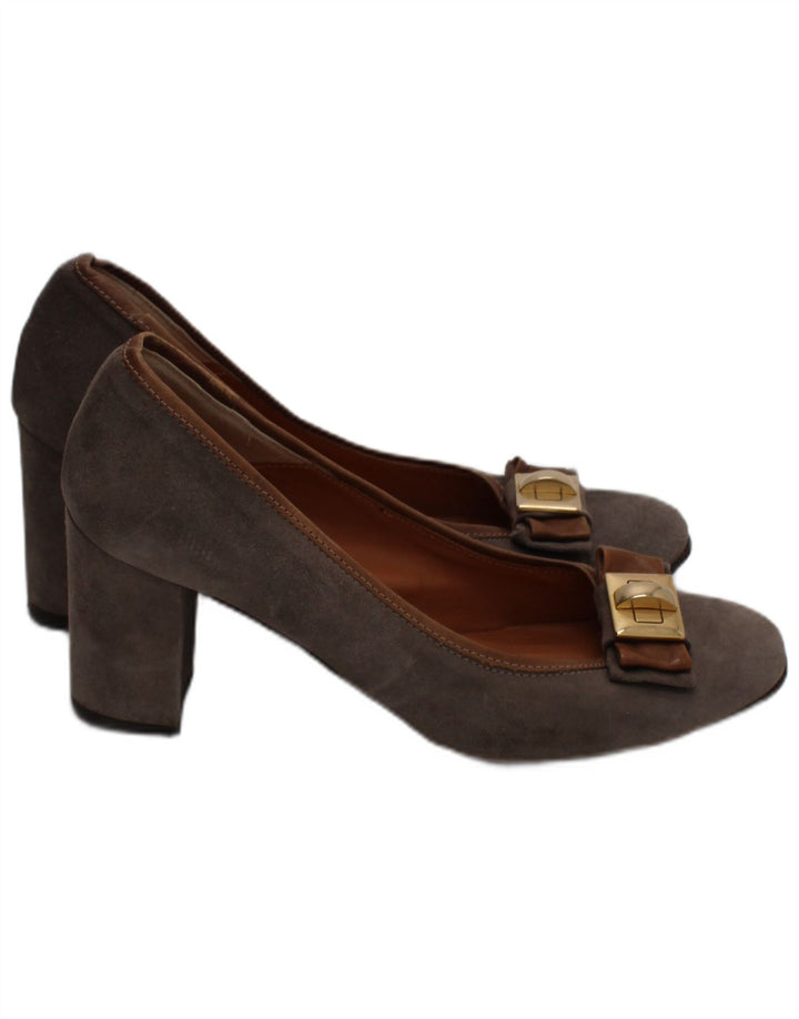 Napoleoni Womens Suede Pump Heels UK Size 5 Grey Leather