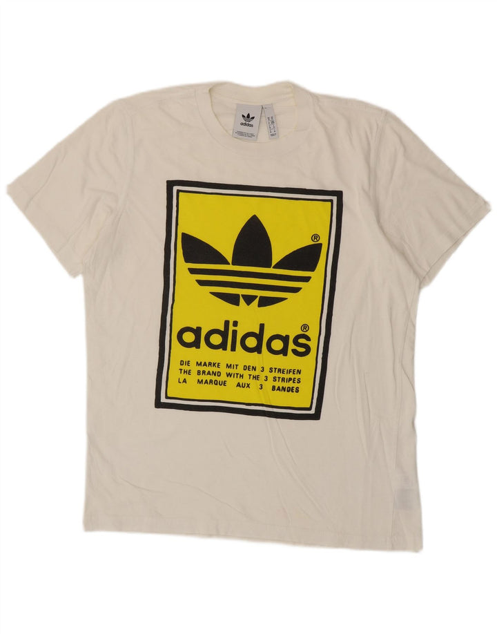 ADIDAS Mens Graphic T-Shirt Top Medium White Cotton