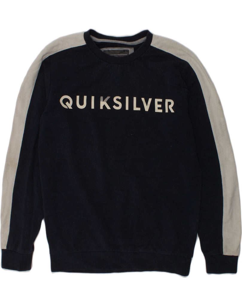 QUIKSILVER Boys Graphic Sweatshirt Jumper 11-12 Years Medium Navy Blue | Vintage Quiksilver | Thrift | Second-Hand Quiksilver | Used Clothing | Messina Hembry 