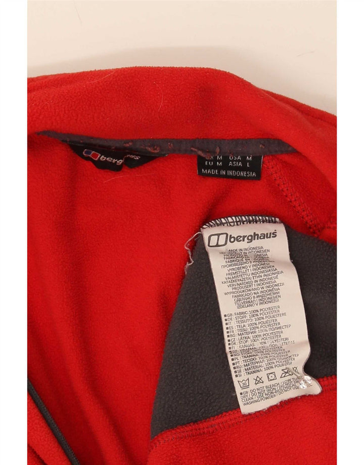 Berghaus Mens Zip Neck Fleece Jumper Medium Red Colourblock Polyester