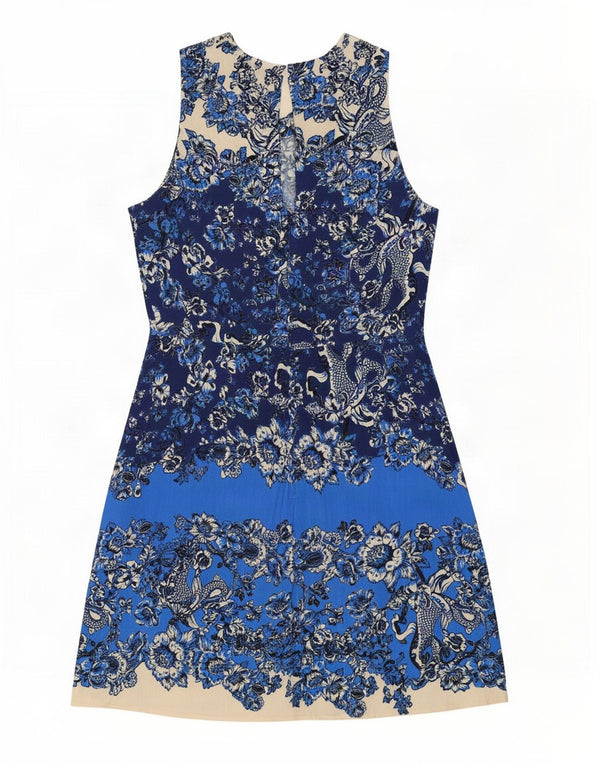 Desigual Womens Sleeveless A-Line Dress EU 38 Medium Blue Floral Viscose
