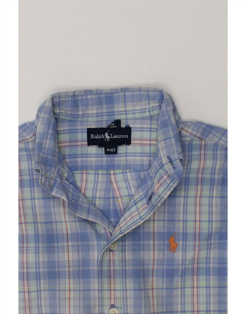 RALPH LAUREN Boys Short Sleeve Shirt 3-4 Years Blue Check Cotton | Vintage Ralph Lauren | Thrift | Second-Hand Ralph Lauren | Used Clothing | Messina Hembry 