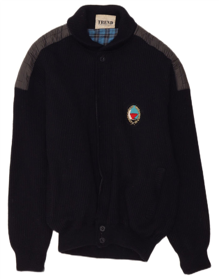 North Pole Mens Cardigan Sweater XL Navy Blue Wool