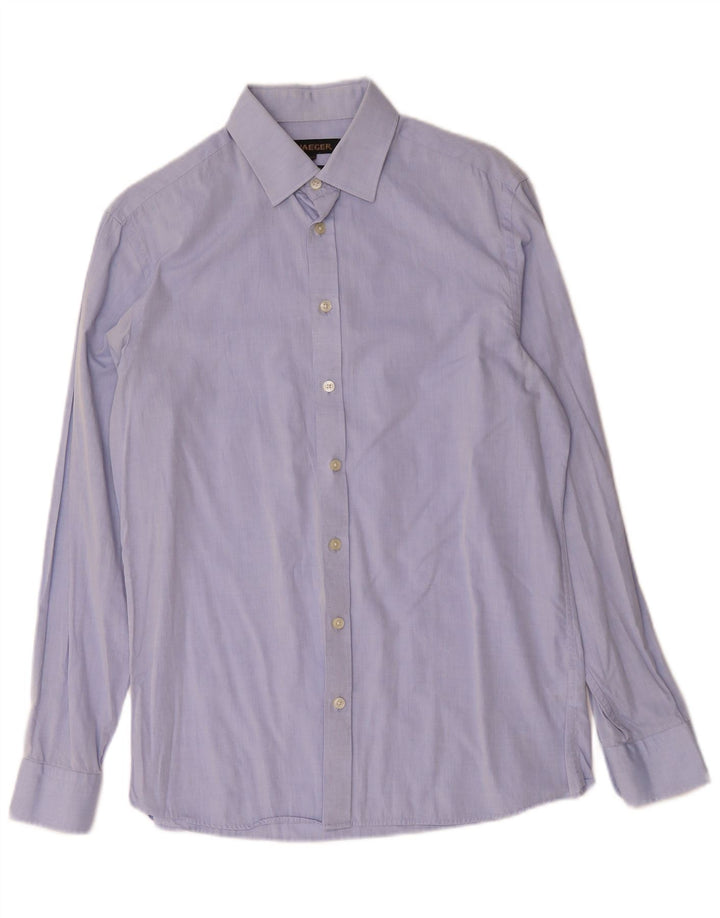 Jaeger Mens Shirt Size 15.5 Medium Blue Cotton