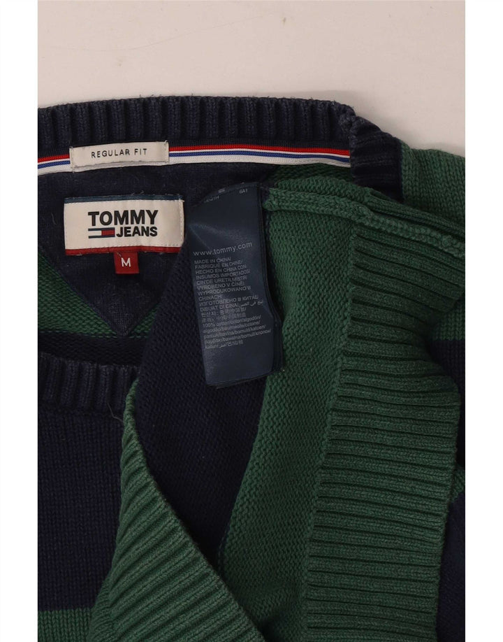 Tommy Hilfiger Mens Crew Neck Jumper Sweater Medium Green Striped