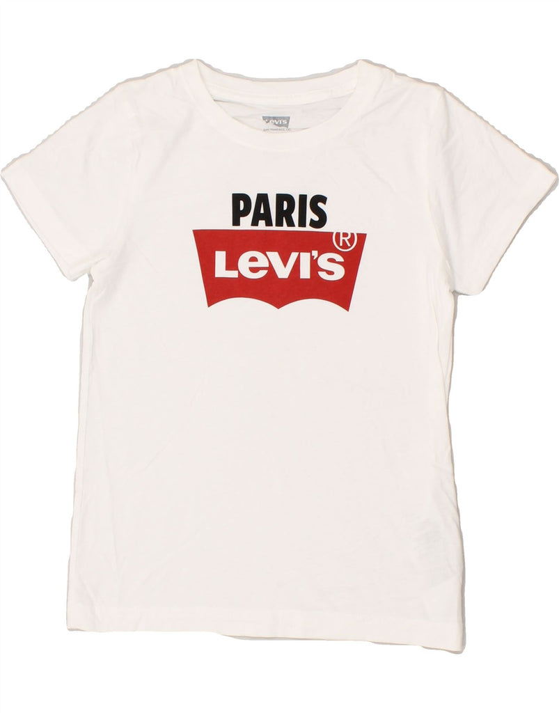 LEVI'S Boys Paris Graphic T-Shirt Top 7-8 Years White Cotton | Vintage Levi's | Thrift | Second-Hand Levi's | Used Clothing | Messina Hembry 
