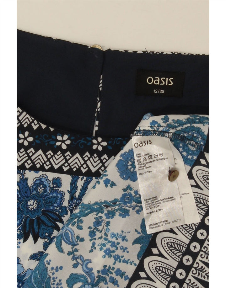 Oasis Womens Sleeveless Blouse Top UK 12 Medium  Blue Floral Polyester