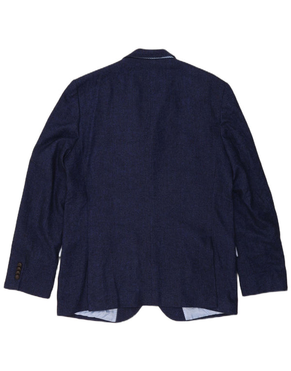 Marks & Spencer Mens 2 Button Blazer Jacket UK 44 XL Navy Blue Herringbone