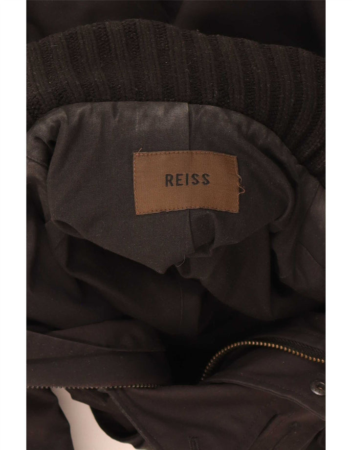 Reiss Mens Hooded Windbreaker Jacket UK 36 Small Black Polyester