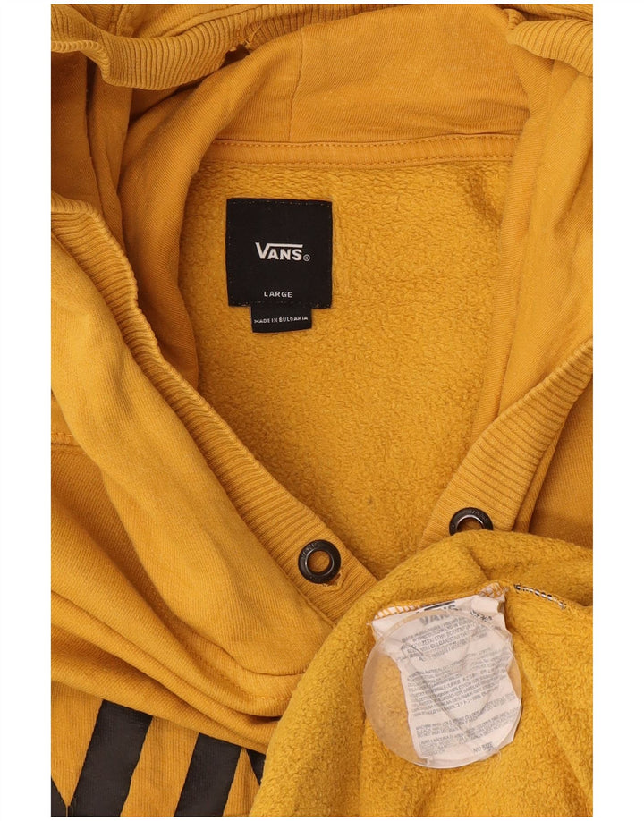 Vans Mens Graphic Hoodie Jumper Large Yellow Cotton
