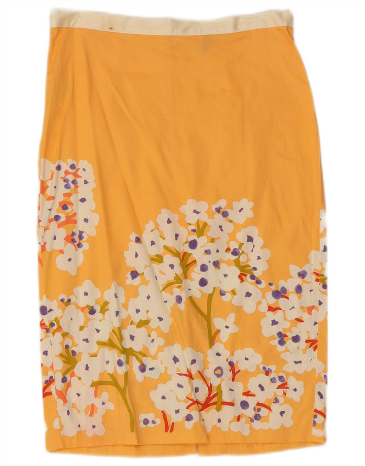 Benetton Womens Pencil Skirt W28 Medium Yellow Floral