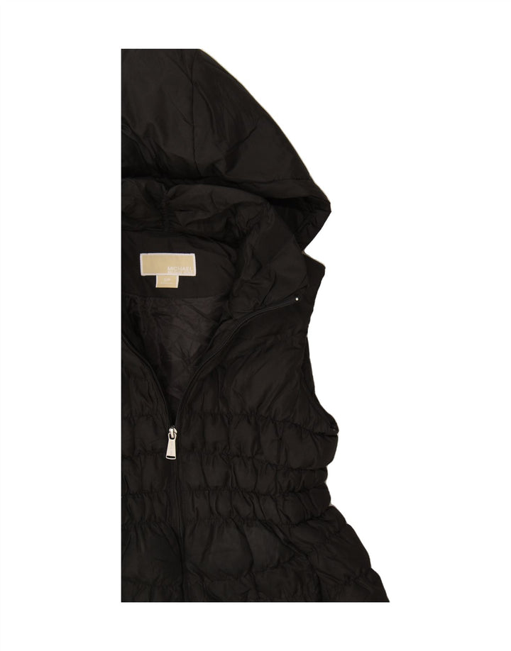 MICHAEL KORS Womens Hooded Padded Gilet UK 10 Small Black Polyester Vintage Michael Kors and Second-Hand Michael Kors from Messina Hembry 