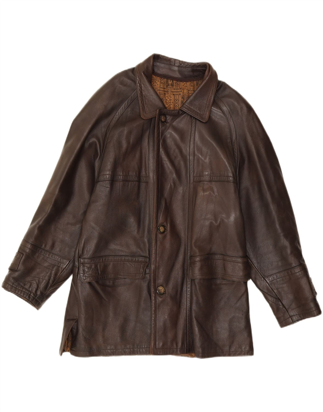 LAVORAZIONE ARTIGIANA Mens Leather Jacket IT 48 Medium Brown Leather Vintage Lavorazione Artigiana and Second-Hand Lavorazione Artigiana from Messina Hembry 
