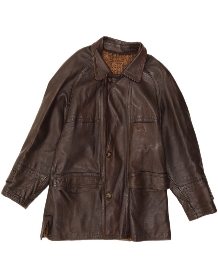 LAVORAZIONE ARTIGIANA Mens Leather Jacket IT 48 Medium Brown Leather Vintage Lavorazione Artigiana and Second-Hand Lavorazione Artigiana from Messina Hembry 