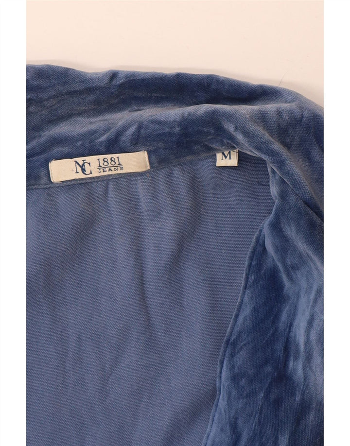 VINTAGE Womens Velvet Shirt UK 14 Medium Blue