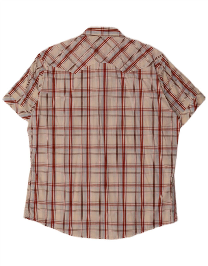 Marlboro Classics Mens Short Sleeve Shirt 2XL Off White Check Cotton