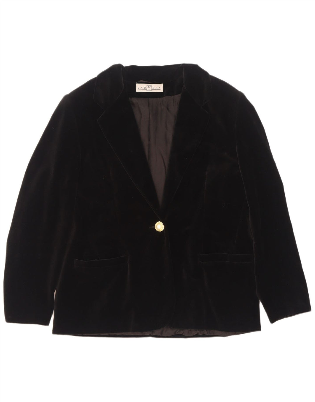 Vintage Womens 1 Button Velvet Blazer Jacket IT 50 XL Black Cotton