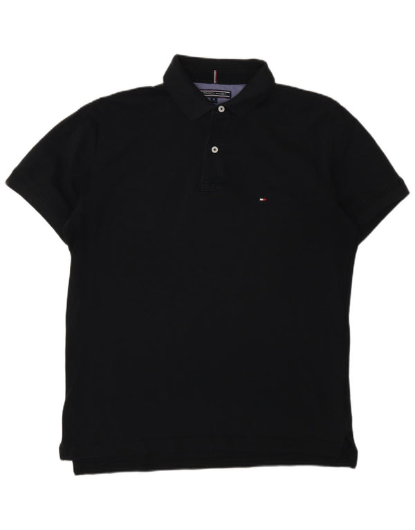 Tommy Hilfiger Mens Regular Fit Polo Shirt Medium Black Cotton