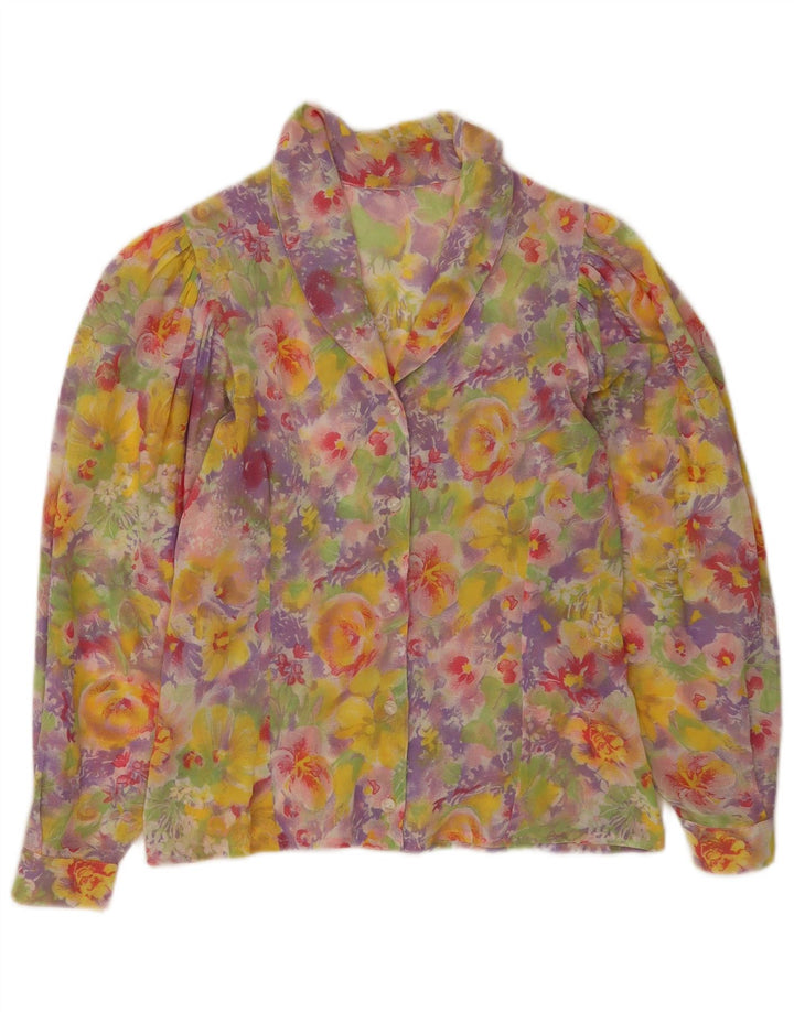 Vintage Womens Shirt Blouse UK 14 Medium Multicoloured Floral