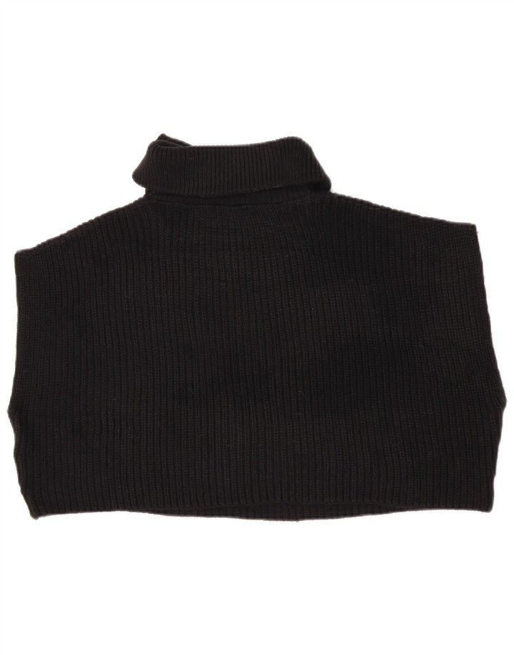 Zara Womens Oversized Crop Zip Neck Vest Tank Top UK 14 Medium Black
