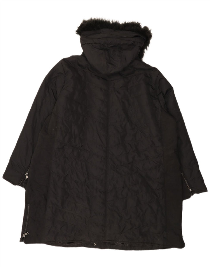 Marks & Spencer Womens Hooded Padded Coat UK 22 3XL Black Polyester