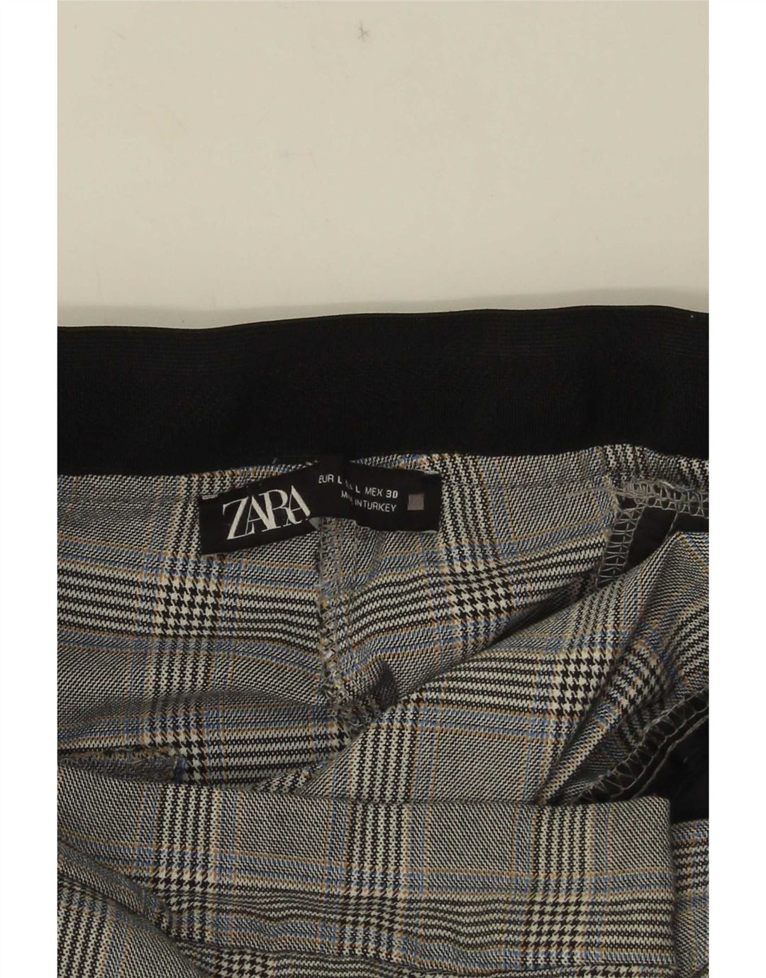 Zara Womens Slim Cropped Trousers Large W30 L25 Grey Plaid