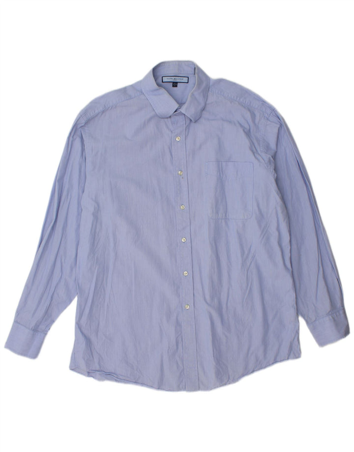 Tommy Hilfiger Mens Shirt Size 16 1/2 Large Blue Pinstripe