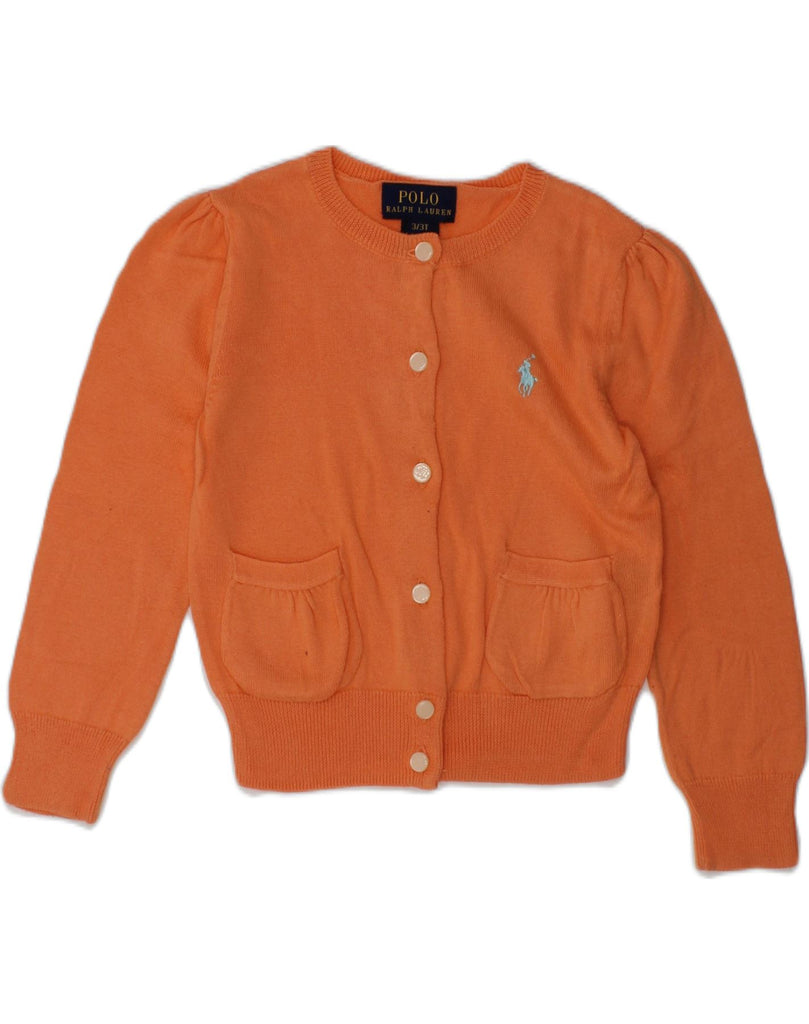 POLO RALPH LAUREN Girls Cardigan Sweater 2-3 Years Orange Cotton | Vintage Polo Ralph Lauren | Thrift | Second-Hand Polo Ralph Lauren | Used Clothing | Messina Hembry 