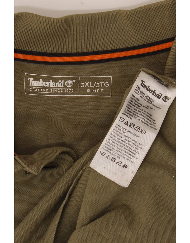 TIMBERLAND Mens Slim Fit Polo Shirt 3XL Khaki Cotton