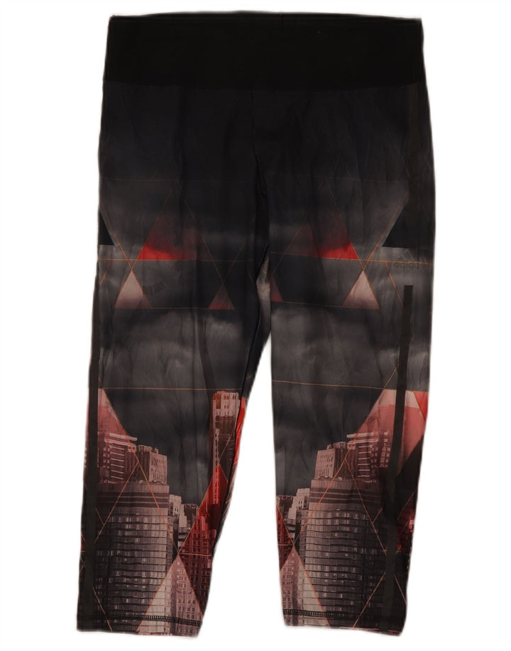 Adidas Womens Climalite Graphic Leggings UK 12/14 Medium Black Geometric