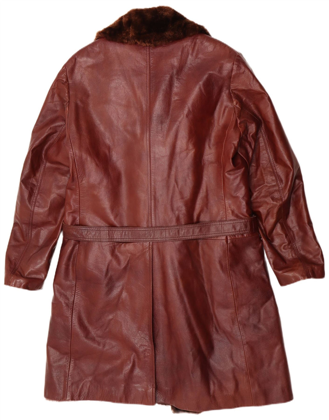 Vintage Mens Shearling Leather Coat UK 38 Medium Brown Leather