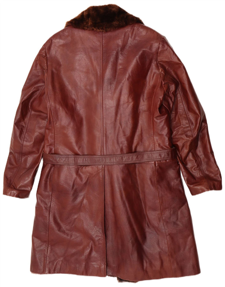 Vintage Mens Shearling Leather Coat UK 38 Medium Brown Leather