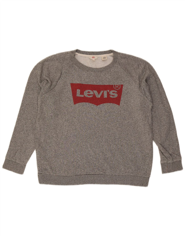 Levi's Mens Graphic Sweatshirt Jumper Medium Grey Flecked Cotton