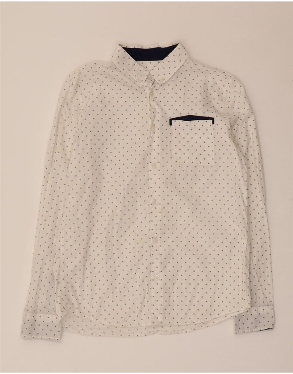 Benetton Boys Shirt 11-12 Years 2XL White Spotted Cotton