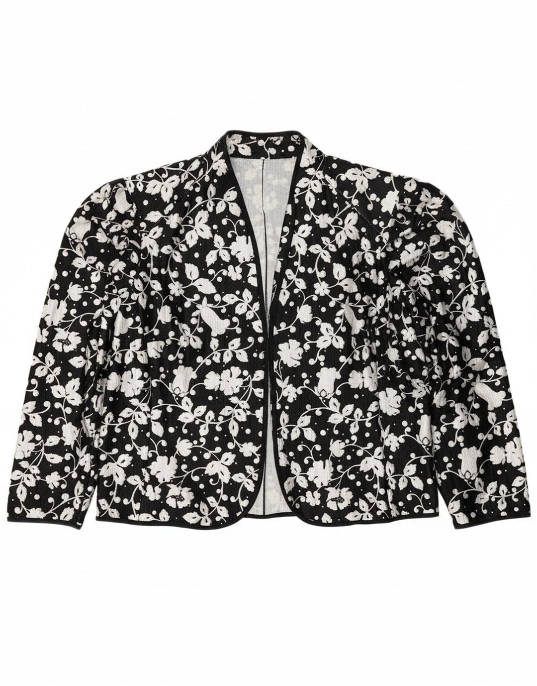 FRANKENWALDER Womens Cardigan Top EU 42 Large Black Floral Polyester