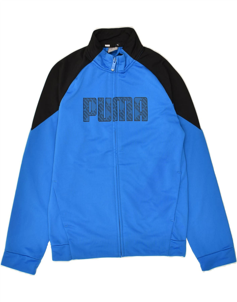 PUMA Boys Graphic Tracksuit Top Jacket 11-12 Years Blue Colourblock | Vintage Puma | Thrift | Second-Hand Puma | Used Clothing | Messina Hembry 