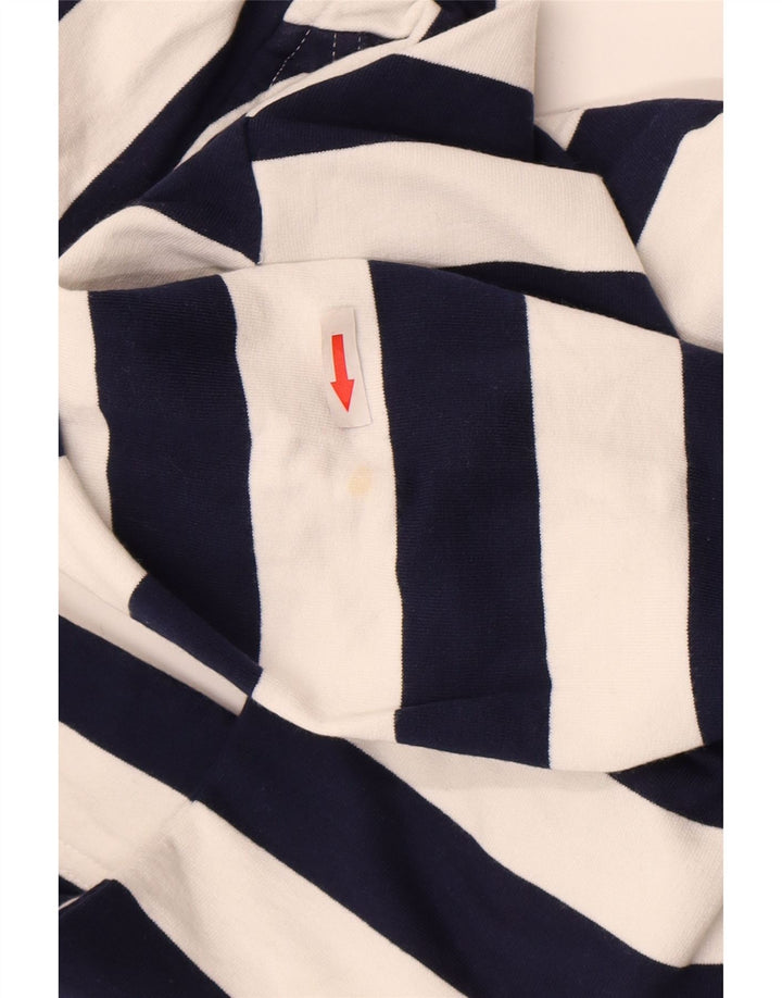 Joules Womens Button Neck Sweatshirt Jumper UK 8 Small Navy Blue Striped