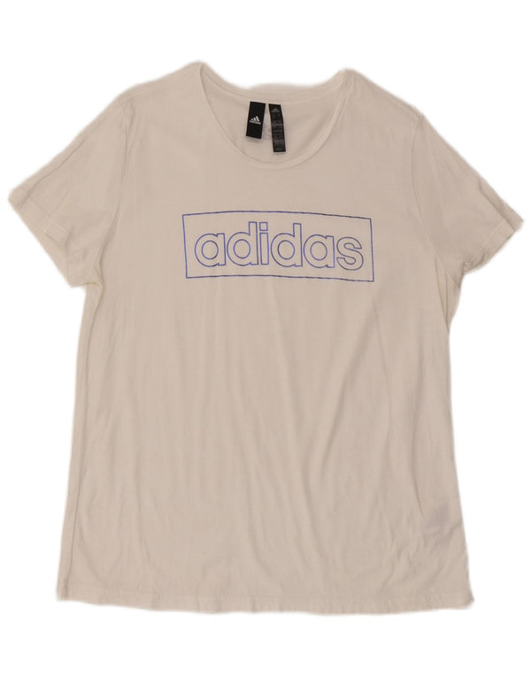 Adidas Womens Graphic T-Shirt Top UK 20/22 XL White Cotton