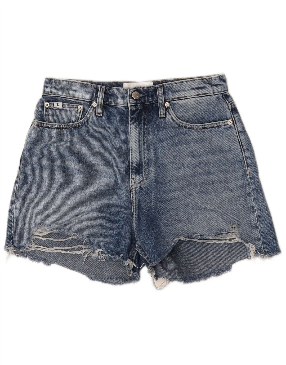 Calvin Klein Womens Denim Distressed Hot Pants W28 Medium Blue Cotton
