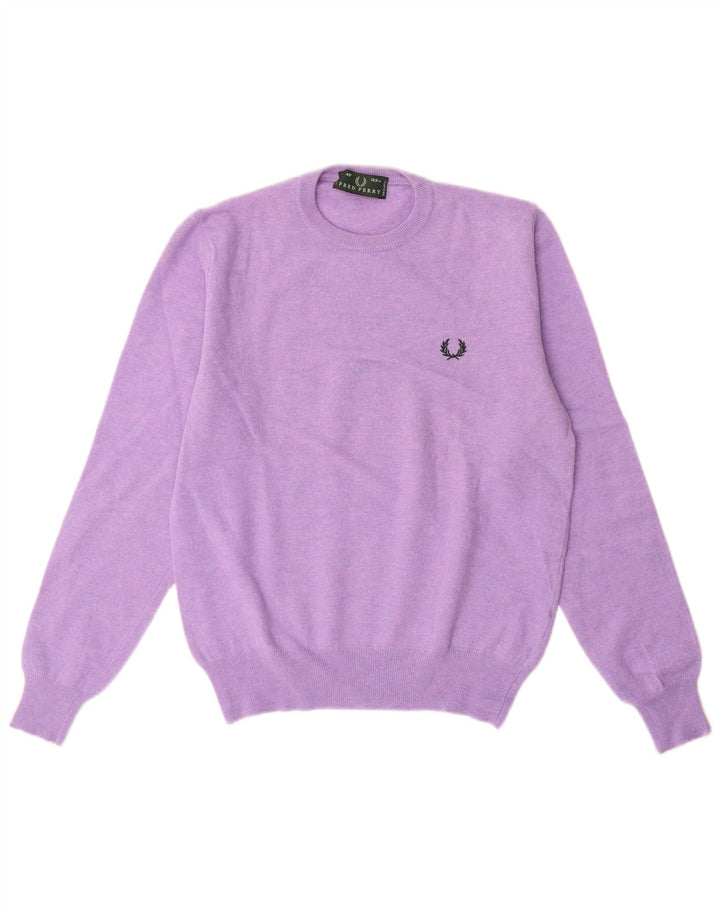 Fred Perry Womens Crew Neck Jumper Sweater Medium Purple Wool