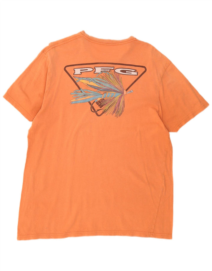 Columbia Mens Graphic T-Shirt Top Large Orange Cotton