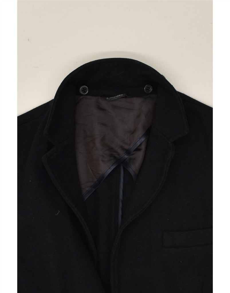 DANIELE ALESSANDRINI Mens Overcoat UK 38 Medium Black Wool | Vintage Daniele Alessandrini | Thrift | Second-Hand Daniele Alessandrini | Used Clothing | Messina Hembry 