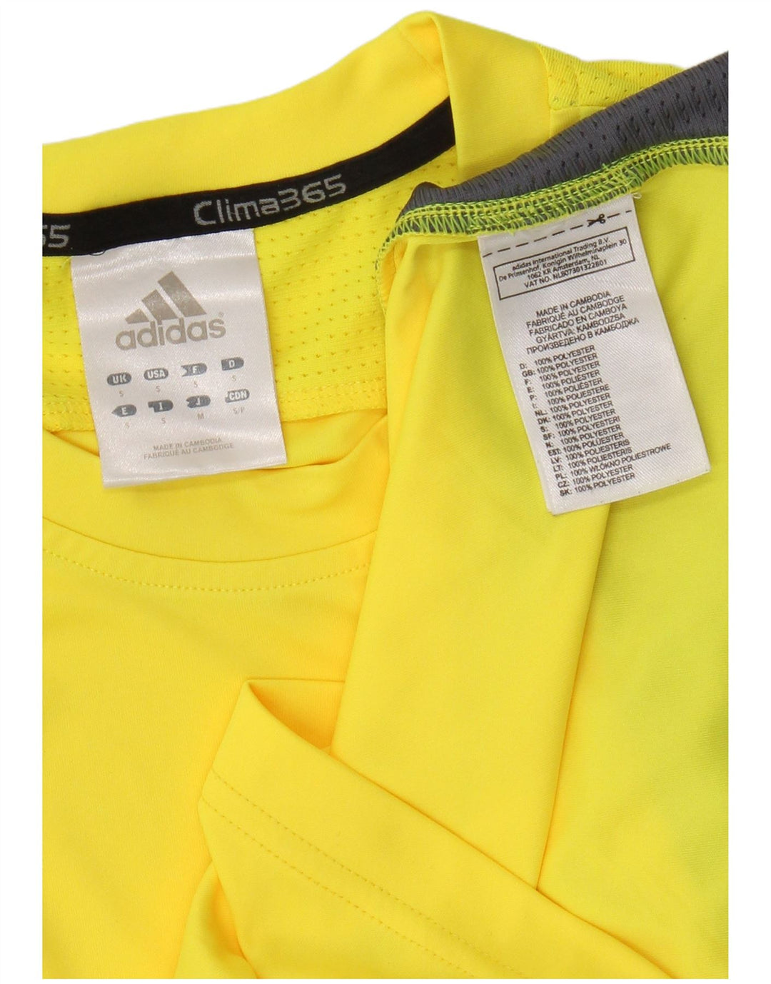 Adidas Mens Clima 365 T-Shirt Top Small Yellow Colourblock Polyester