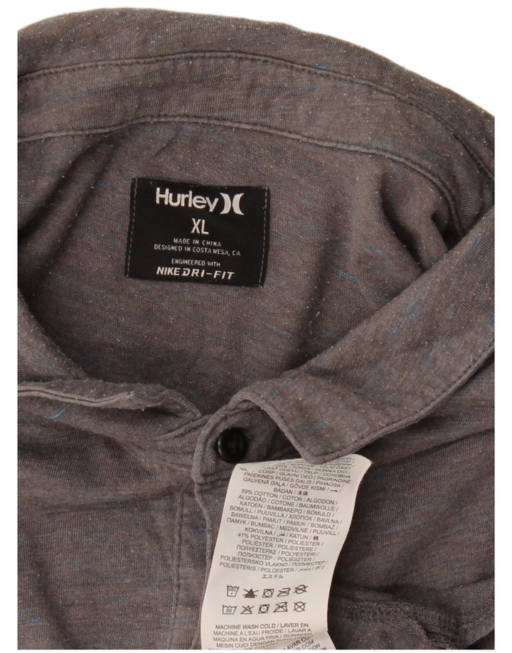 HURLEY Mens Dri Fit Polo Shirt XL Grey Cotton