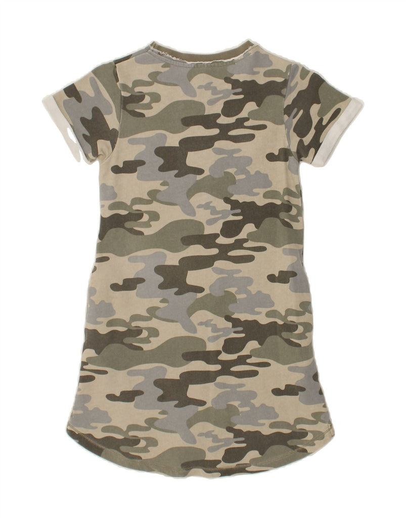 SUN68 Girls T-Shirt Dress 9-10 Years Grey Camouflage Cotton | Vintage Sun68 | Thrift | Second-Hand Sun68 | Used Clothing | Messina Hembry 