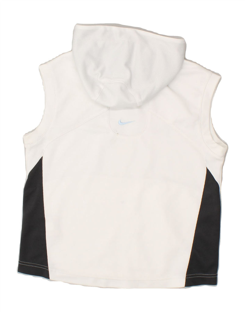 NIKE Boys Graphic Sleeveless Hoodie Jumper 8-9 Years Small White | Vintage Nike | Thrift | Second-Hand Nike | Used Clothing | Messina Hembry 