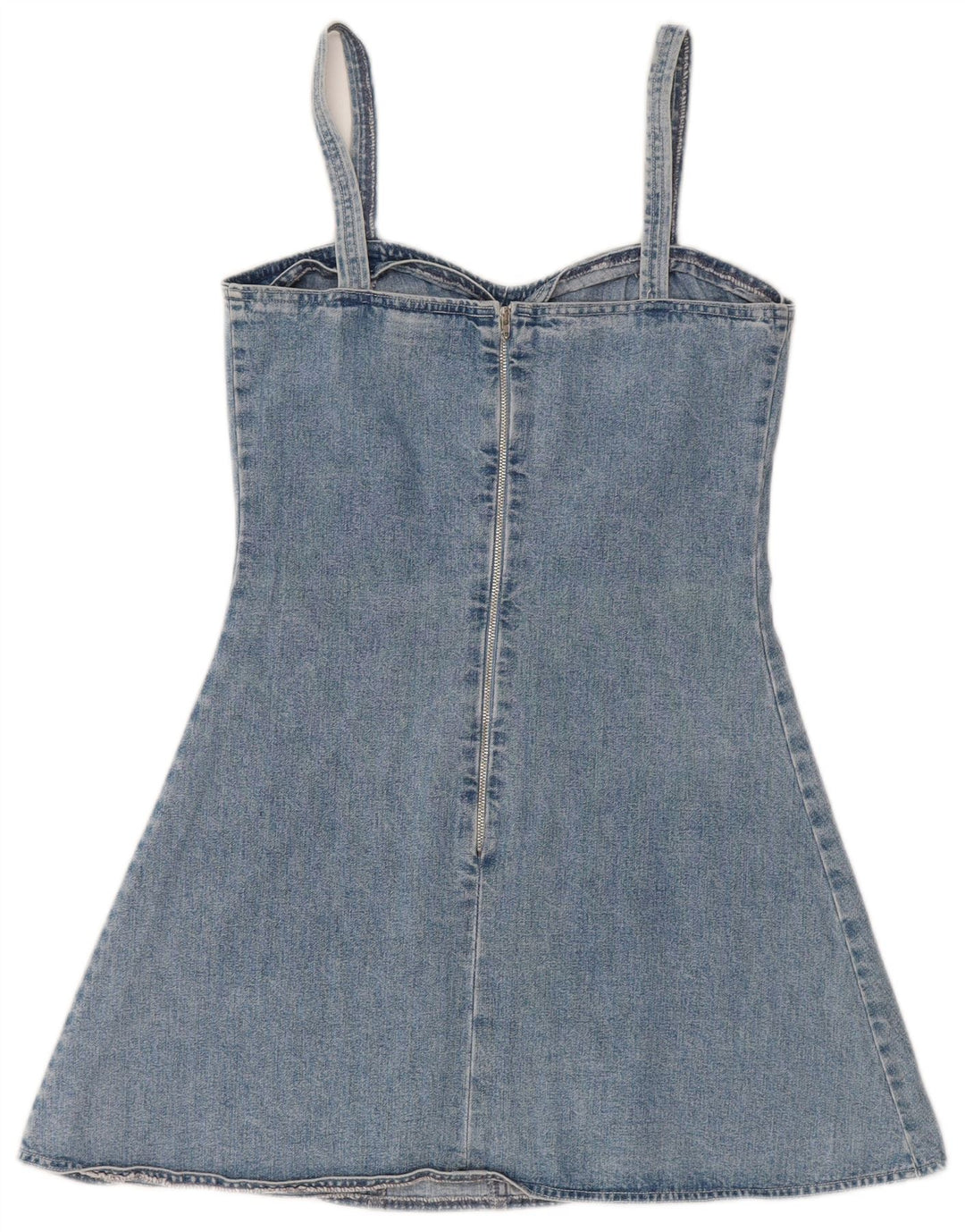 Vintage Womens Sleeveless Mini Denim Dress UK 12 Medium Blue Cotton
